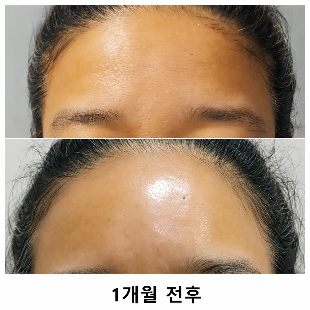 이마의 주름과 꺼짐을 살펴보는 모습